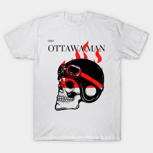 flaming biker motorcycle ottawa man design T-Shirt